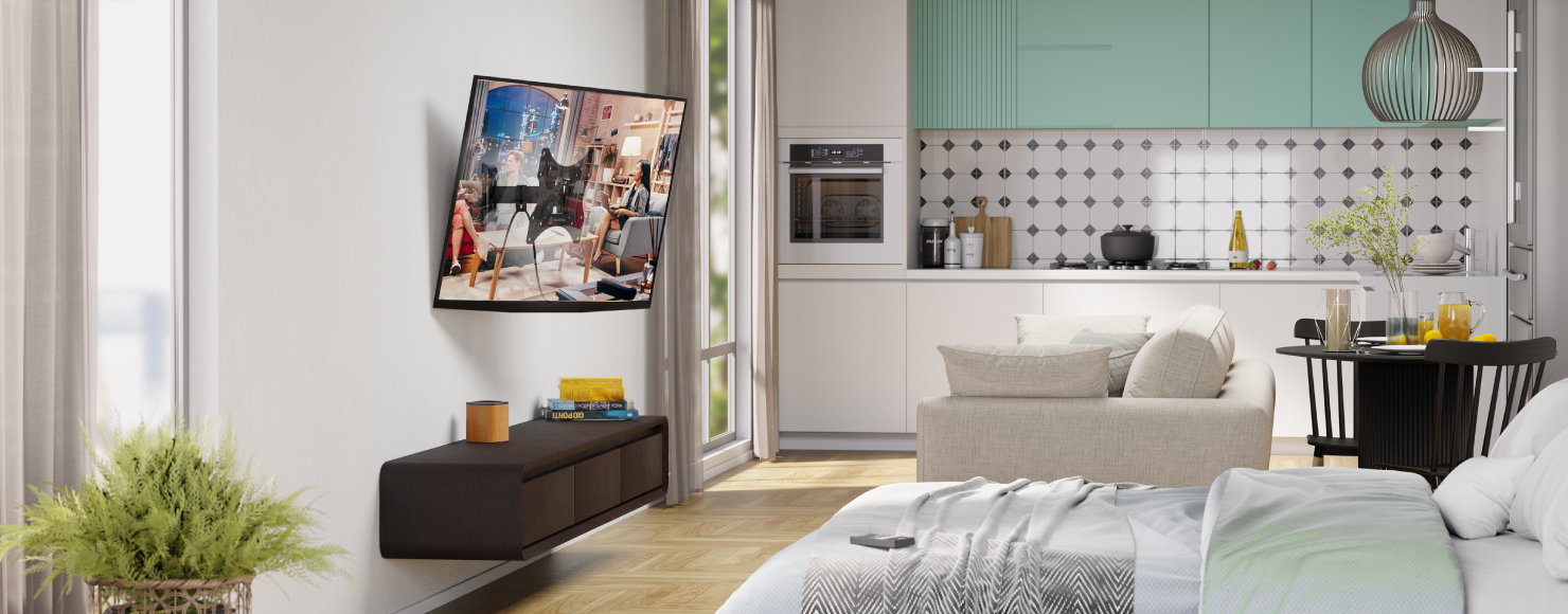 Телевизор в маленькой комнате: идеи размещения и экономии пространства