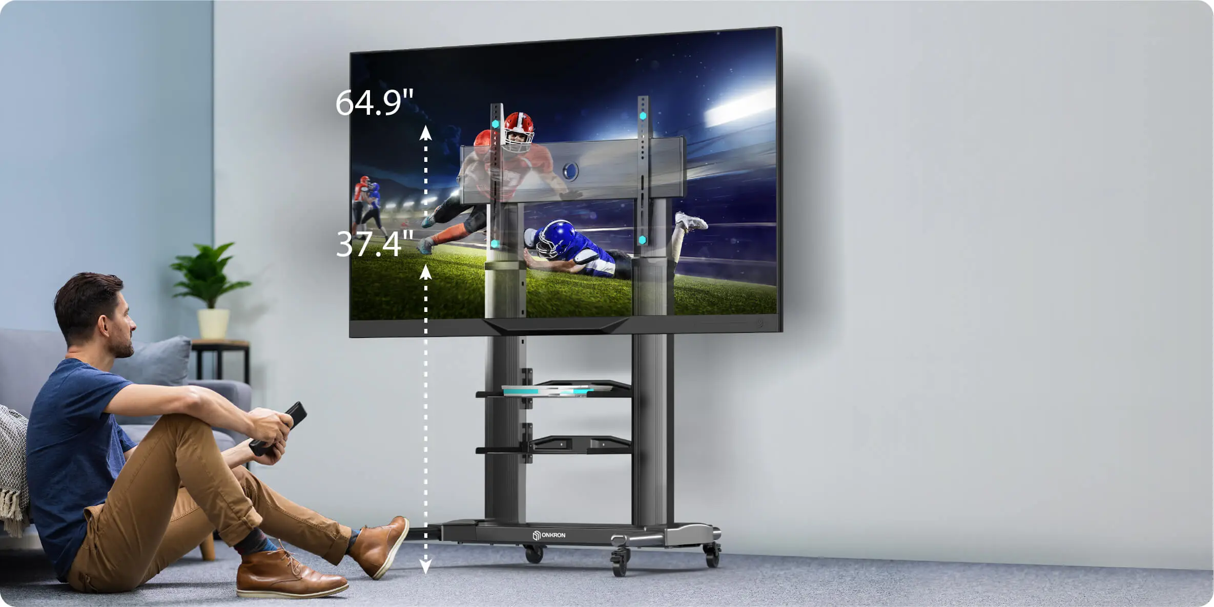 Onkron ts2771 support tv sur piedà roulettes pour des téléviseurs de 40 à  82 pouces noir - Conforama