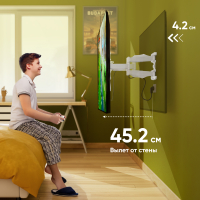ONKRON кронштейн для телевизора 37"-70" наклонно-поворотный, белый M5 - вид 3 миниатюра