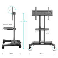 ONKRON мобильная стойка для ТВ или интерактивной панели 32"-70", макс 45кг, наклонная, чёрная TS1350 - вид 14 миниатюра