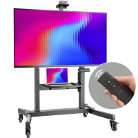 ONKRON моторизированная мобильная стойка для ТВ или интерактивных панелей 50"-100", макс 130 кг, чёрная TS1991E - вид 1 миниатюра