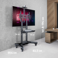 ONKRON стойка для телевизора с кронштейном 40"-70", мобильная, чёрная TS1551 - вид 3 миниатюра