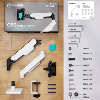 ONKRON кронштейн (держатель) для монитора 13"-32" дюймов настольный, черно-белый G50 - вид 12 миниатюра