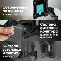 ONKRON кронштейн (держатель) для монитора 13"-32" дюймов настольный, черно-белый G50 - вид 9 миниатюра