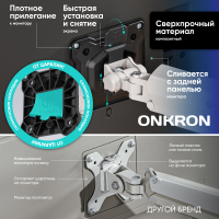 ONKRON кронштейн (держатель) для монитора 13"-32" настольный, чёрно-белый G80 - вид 6 миниатюра