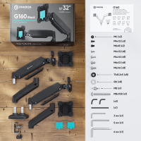 ONKRON кронштейн для монитора 13"-32" настольный, чёрный G160 - вид 12 миниатюра